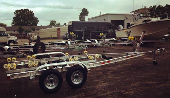 Thumbnail of trailers on the lot at Bob's Boat Trailers